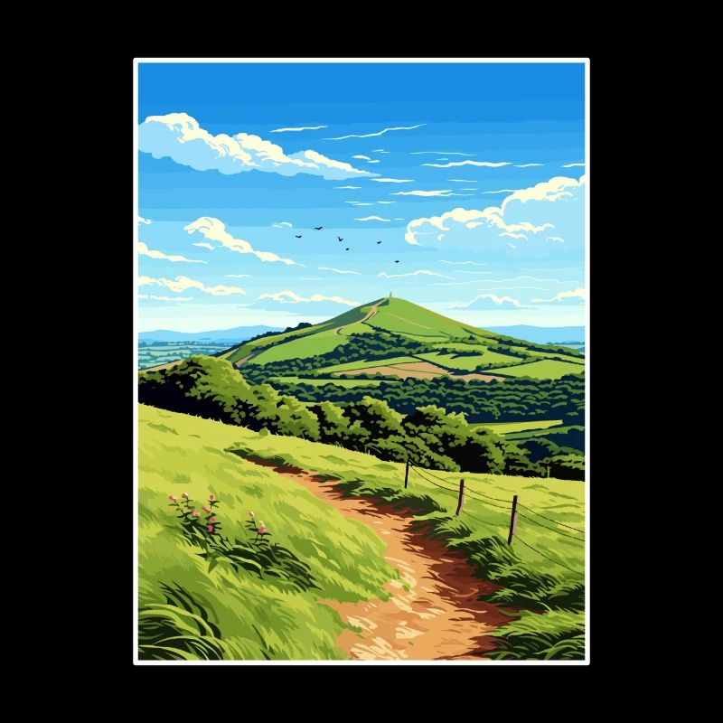 Malvern Hills Aonb Travel Poster Souvenir Paint WP