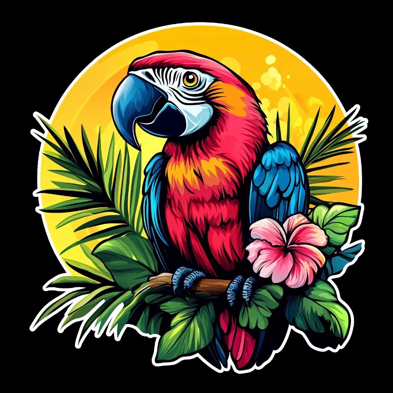 Perroquet tropical dans le cercle solaire