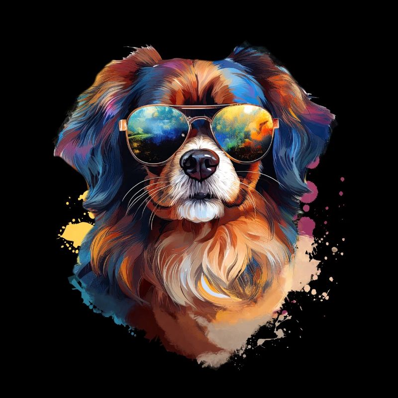 Tibet Spaniel mit Sonnenbrille