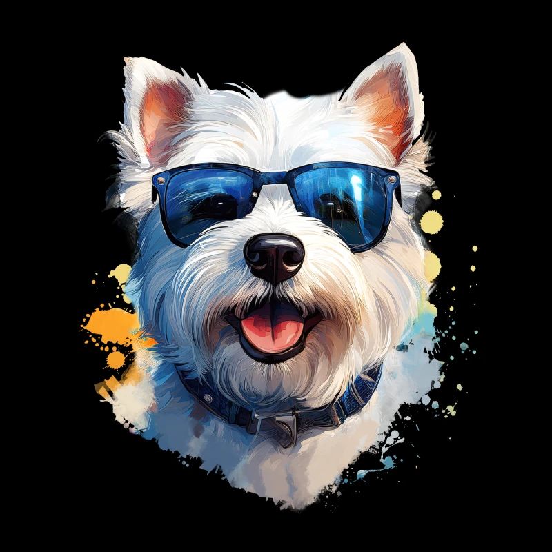 Westie avec lunettes de soleil