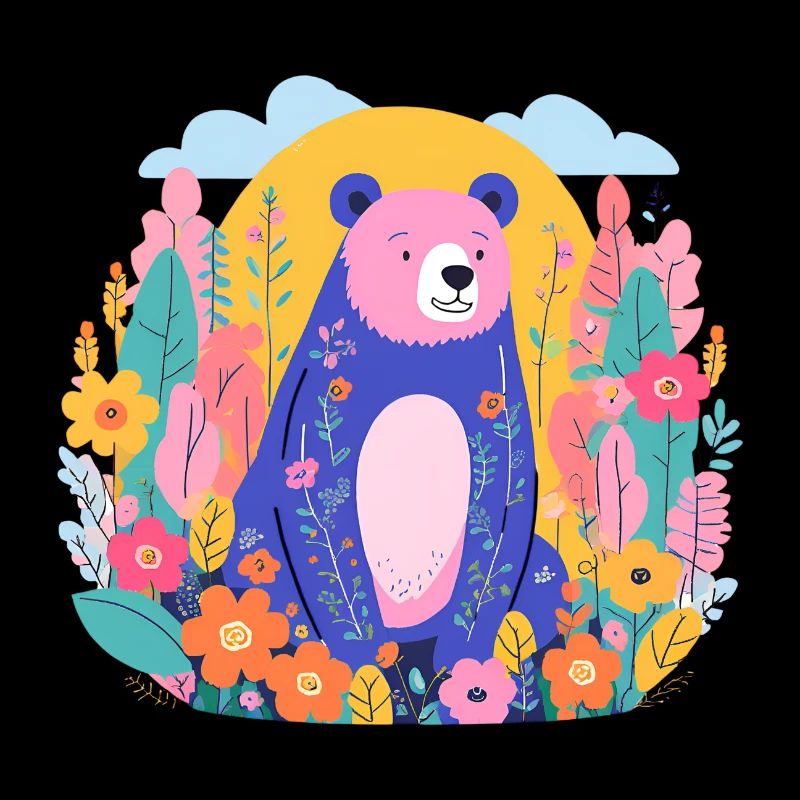 Bunter Bär im Blumengarten