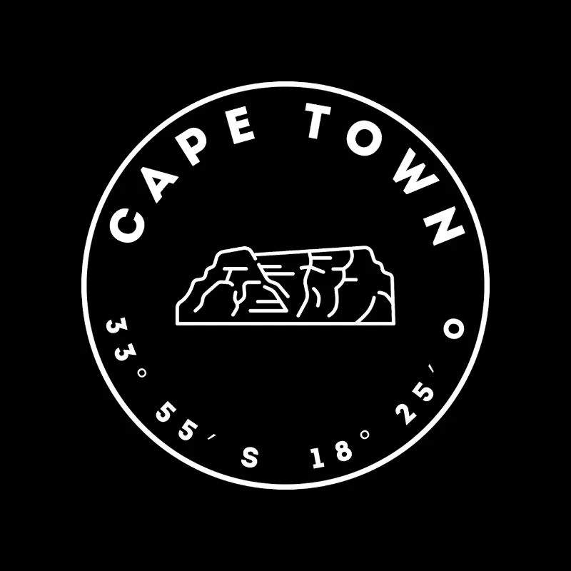 Cape Town with Table Mountain and coordinates