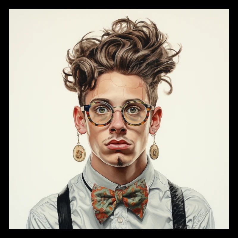 Vintage Nerd Portrait with Bowtie Glasses