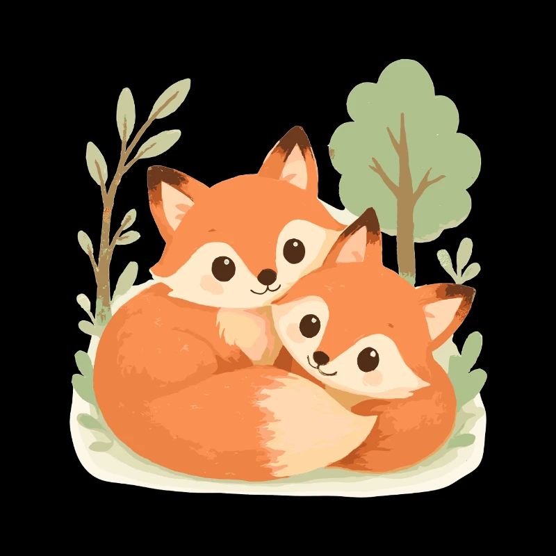 Couple de renards mignons dans la forêt