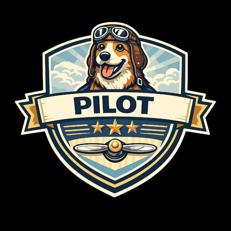 Dessin animé du badge de pilote chien
