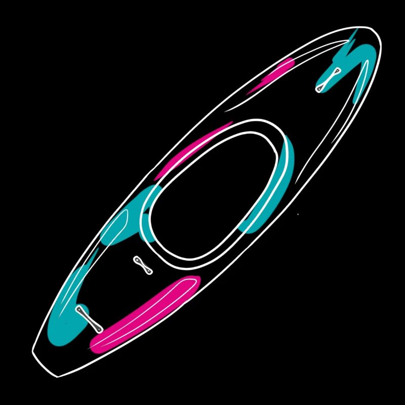 Contours d’un kayak d’eau vive de style néon