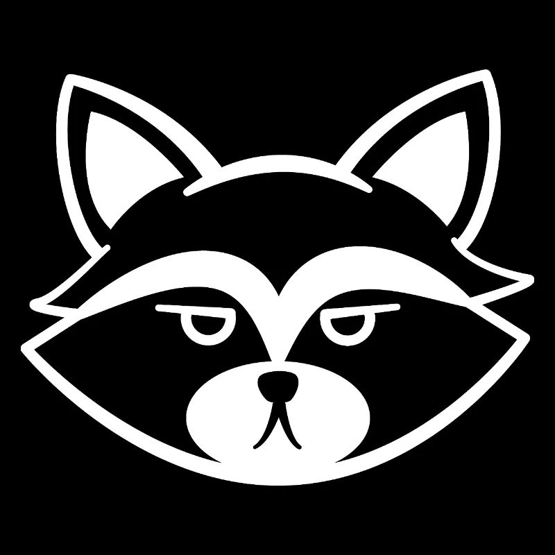 Grumpy raccoon face black and white
