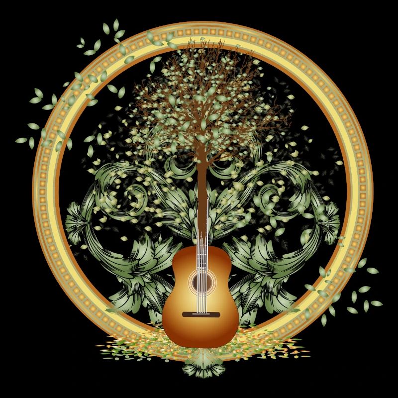 fascinating surreal guitar motif with tree