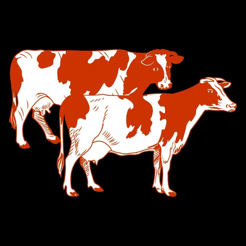 Two red-spotted cows