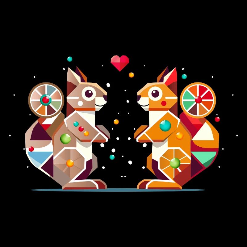 zwei Eichhörnchen mit Herz-farbenfroher Hingucker