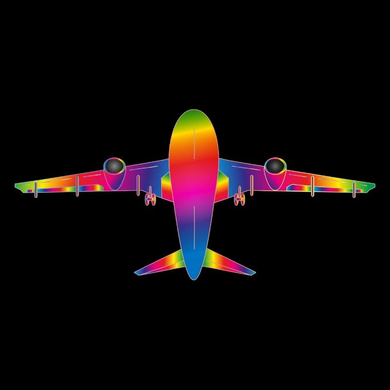Flugzeug in Regenbogenfarben