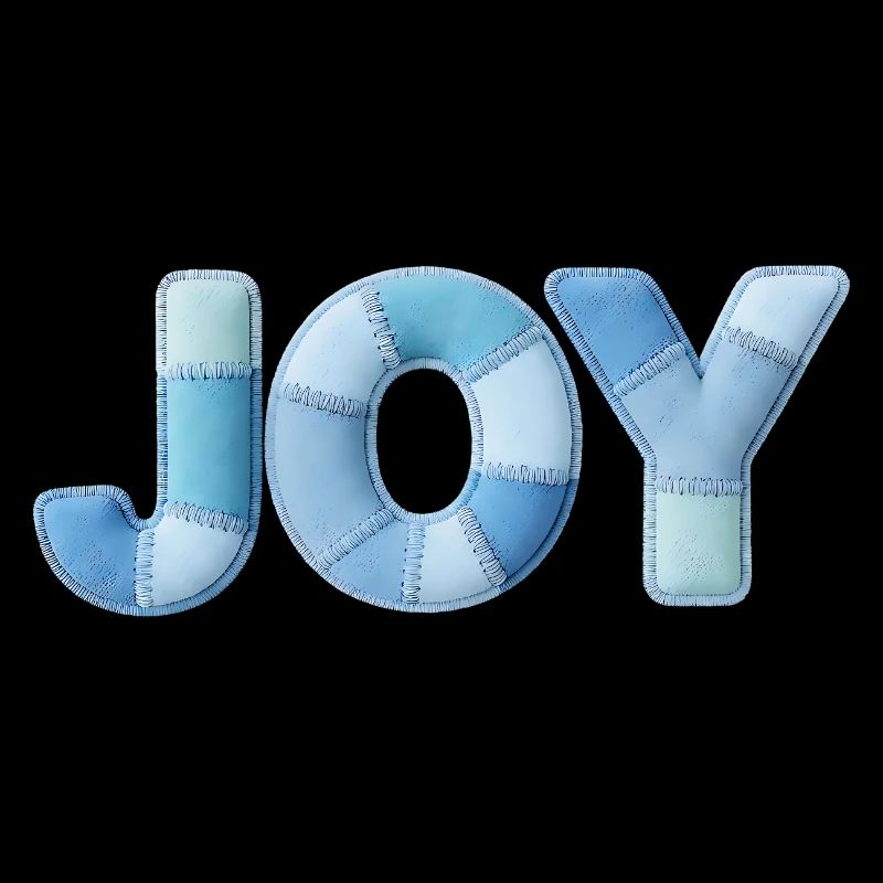 Lettrage Joyeuse en patchwork bleu