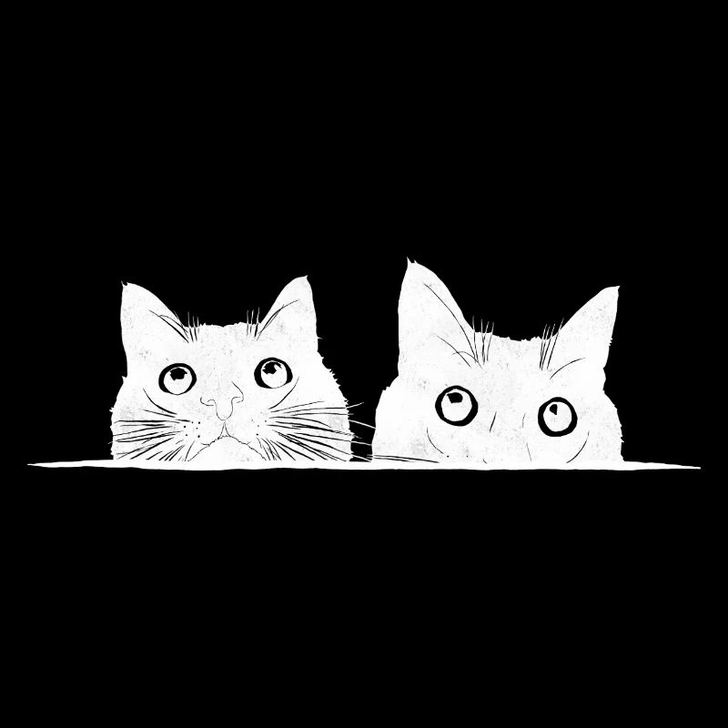 Two peeking cats