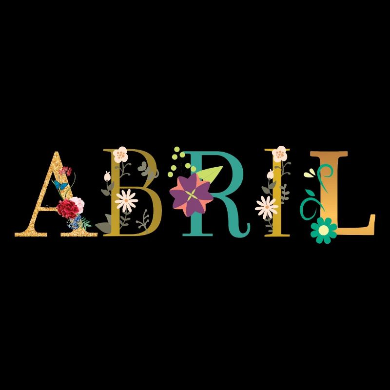 ABRIL Name mit Blumen geschmückt