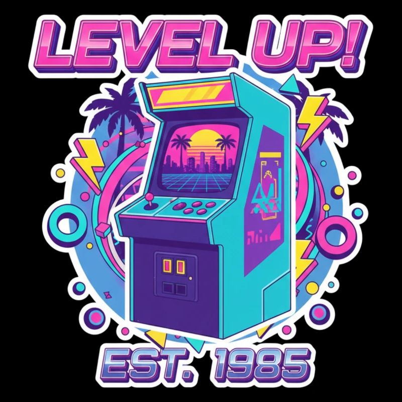 Level Up 1985 – Retro Arcade Automat Design