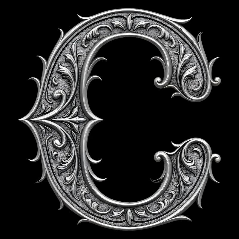 der Buchstabe C Silber Metallic Ornament
