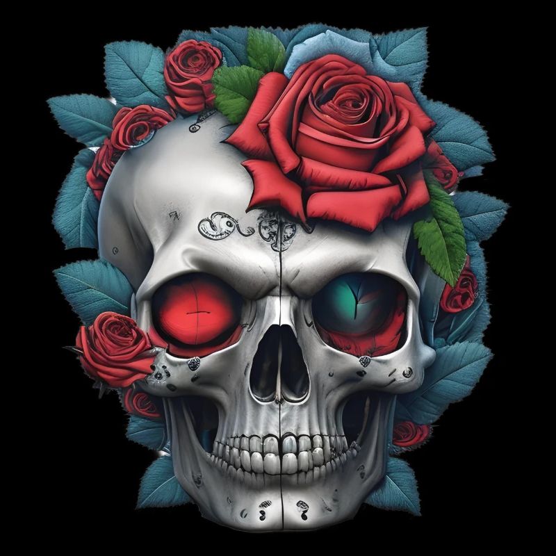 Crâne avec des roses