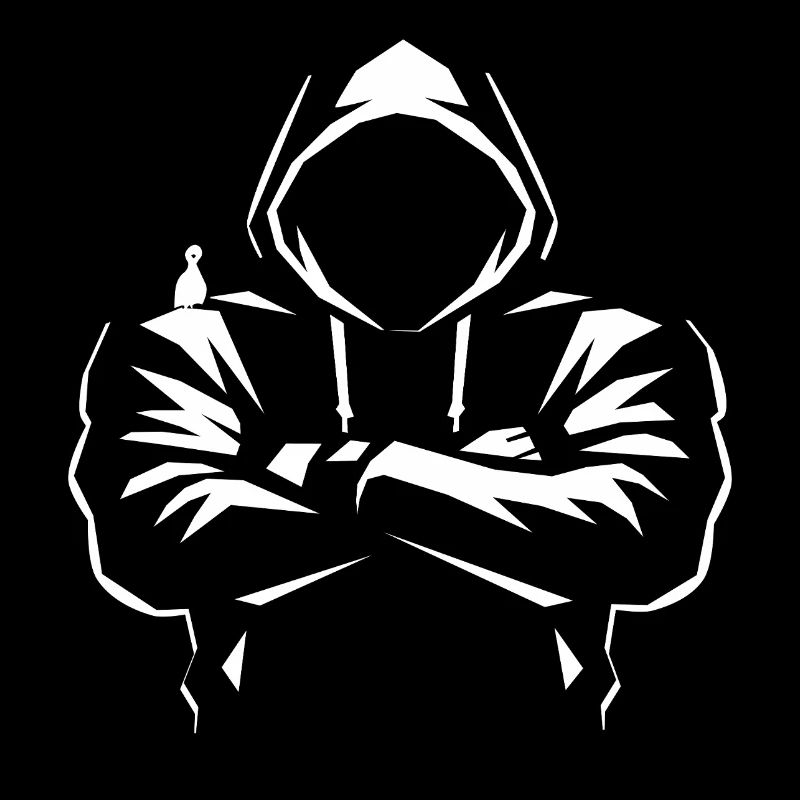 Silhouette à capuche et oiseau