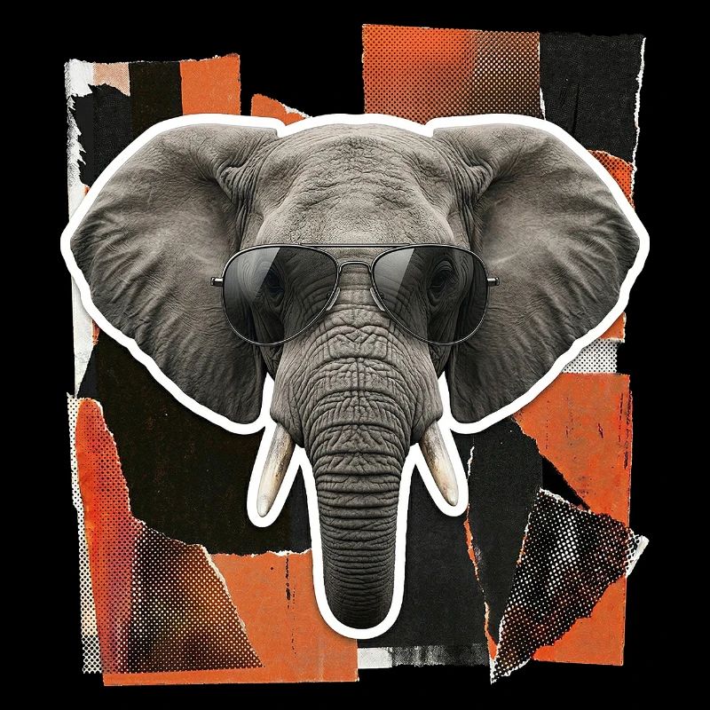 Risographie des lunettes de soleil en forme d’éléphant