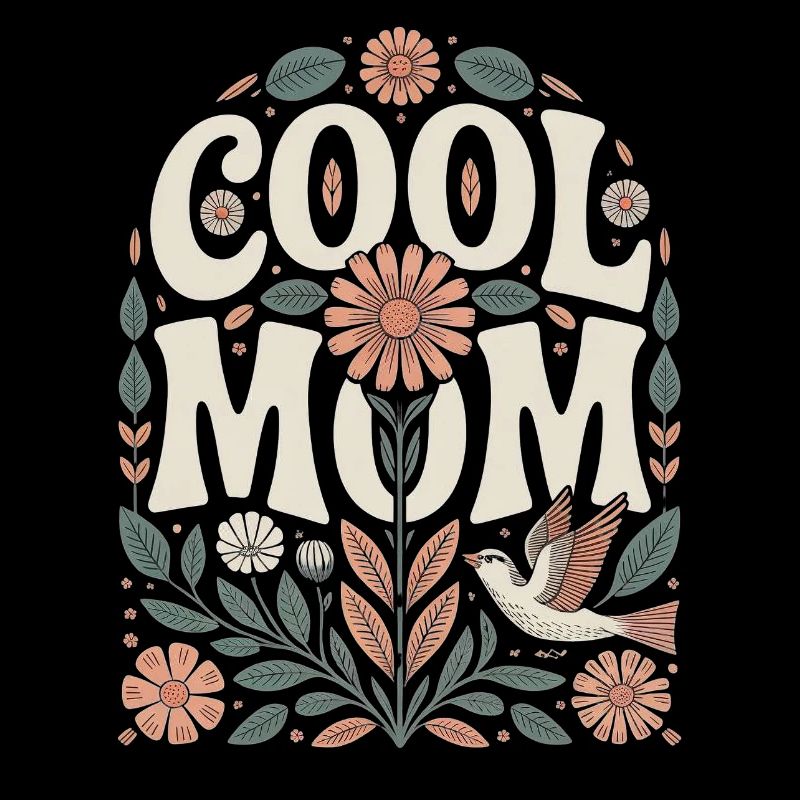 Motif fleural rétro Cool Mom