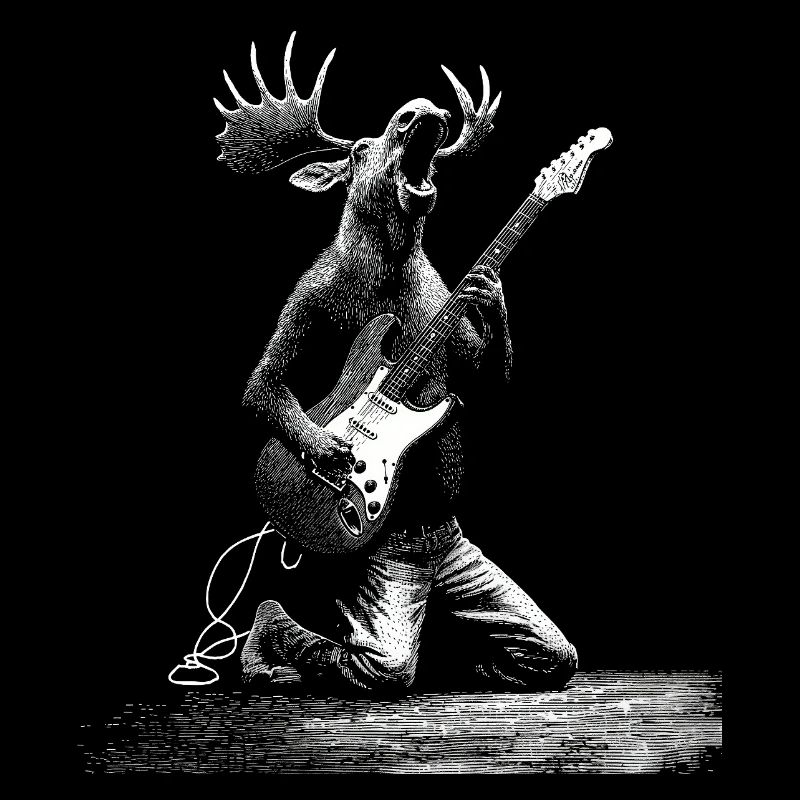 Rockender Elch mit E-Gitarre Geschenk Musikfans