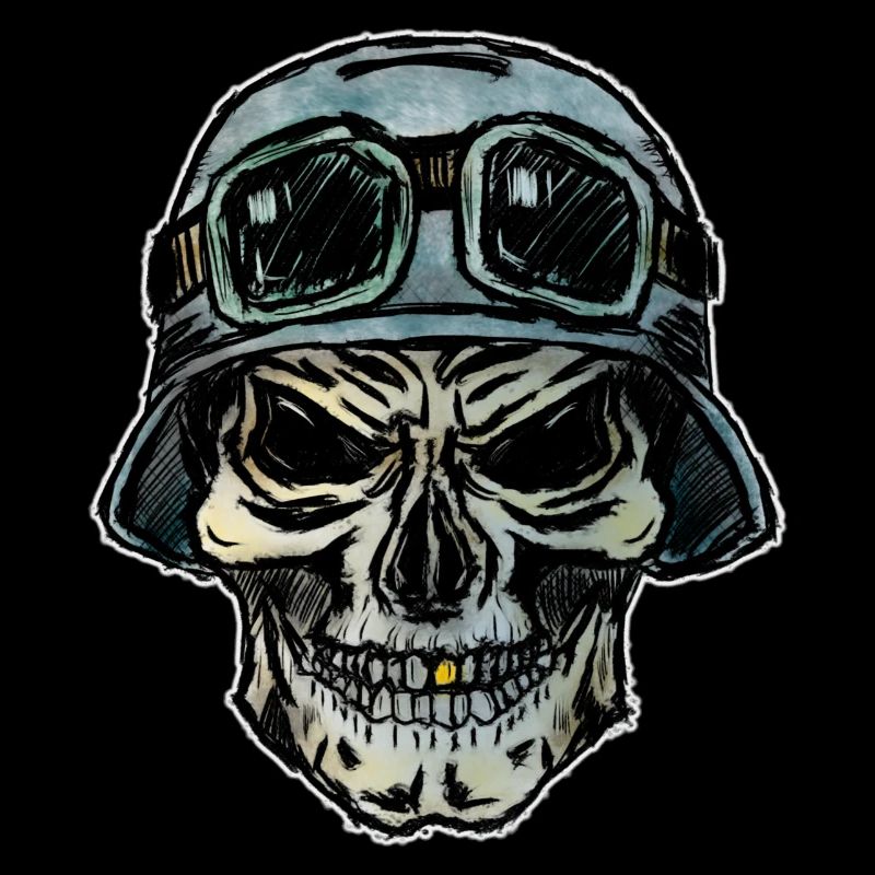 Crazy Biker skull with helmet