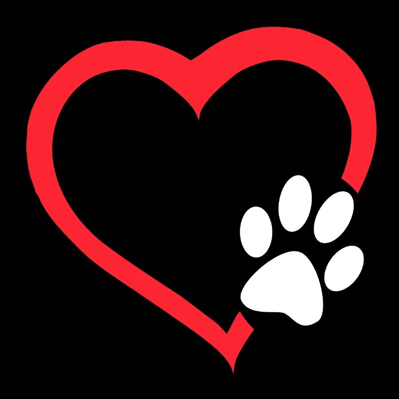 Rotes Herz mit weißer Hundepfote. Hund #
