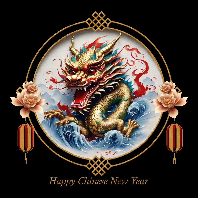 Dragon rouge doré chinois. Bonne Année