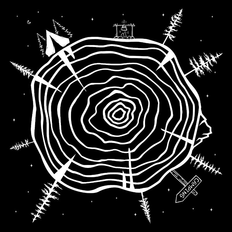 Minimalistischer Baumring Wald Design