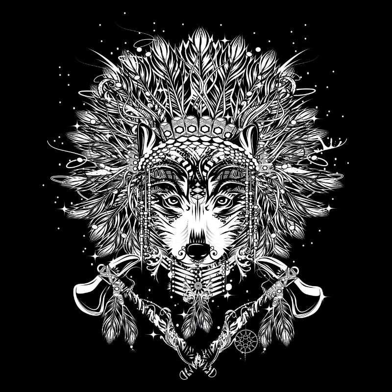 Wolf Häuptling mit Kopfschmuck