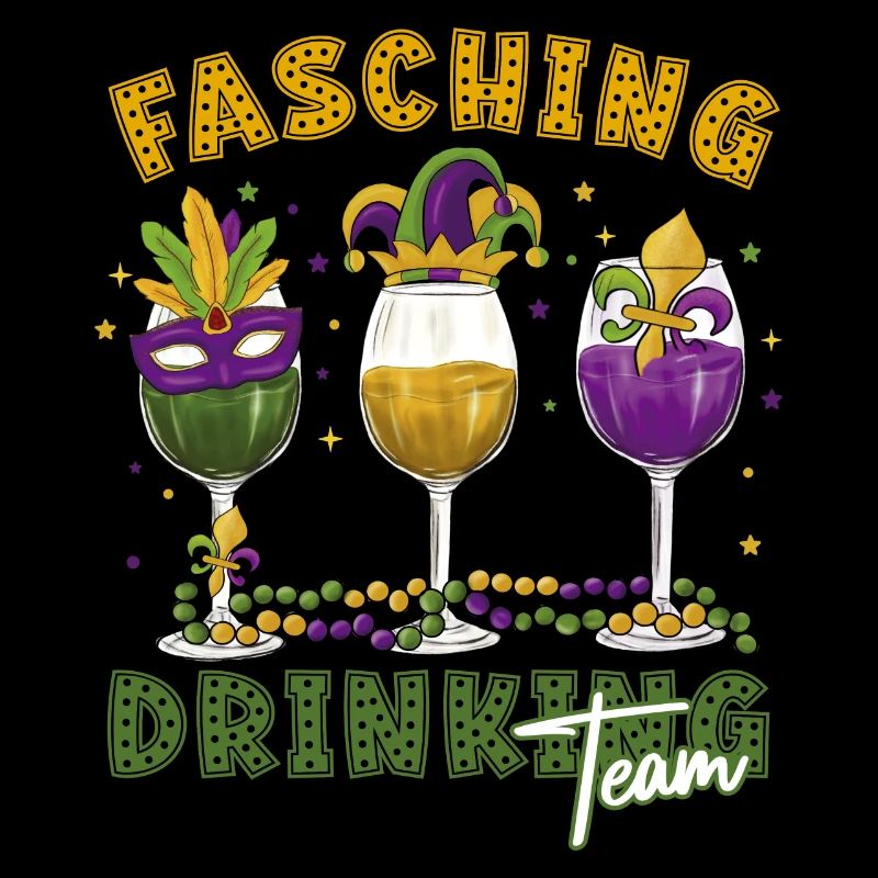 Fasching Karneval Drink Team Masken Gläser
