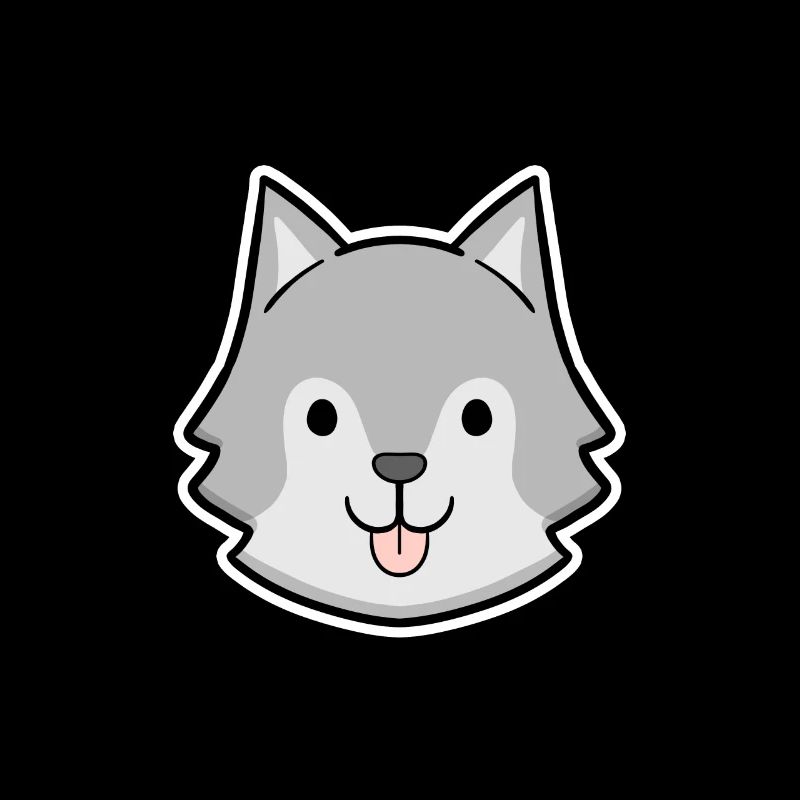 Autocollant tête husky heureuse