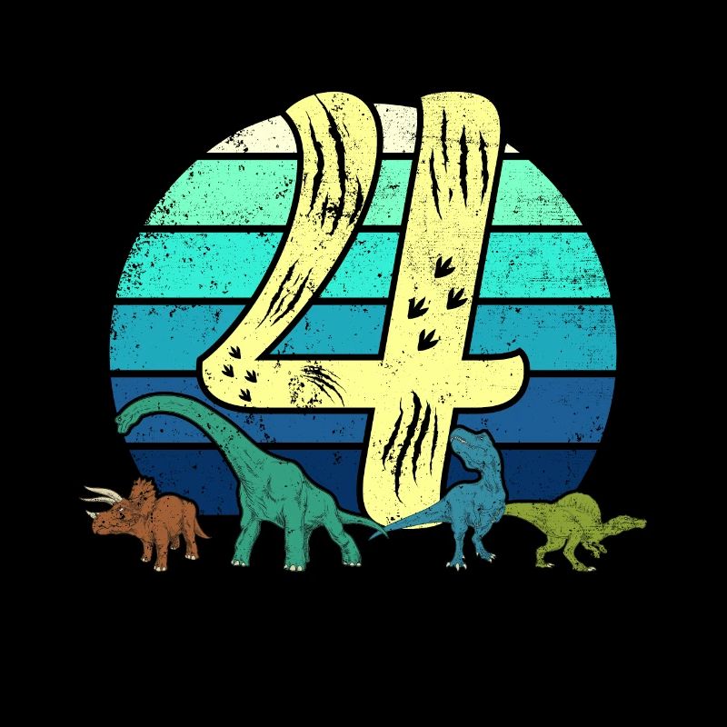 Dinosaurier 4 Jahre Geschenk 4. Geburtstag Retro