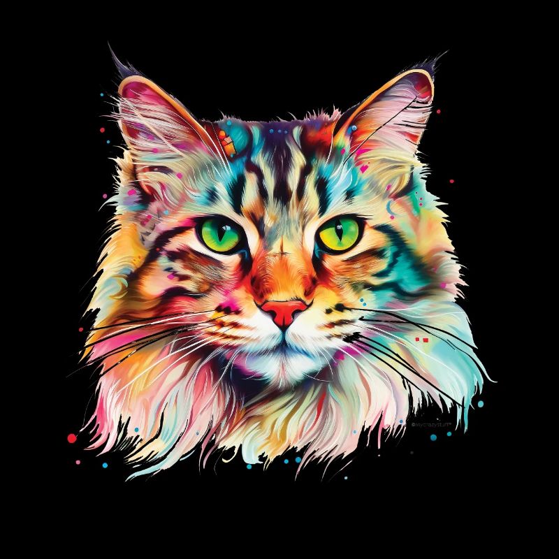 Bunte psychedelische Maine Coon Katze