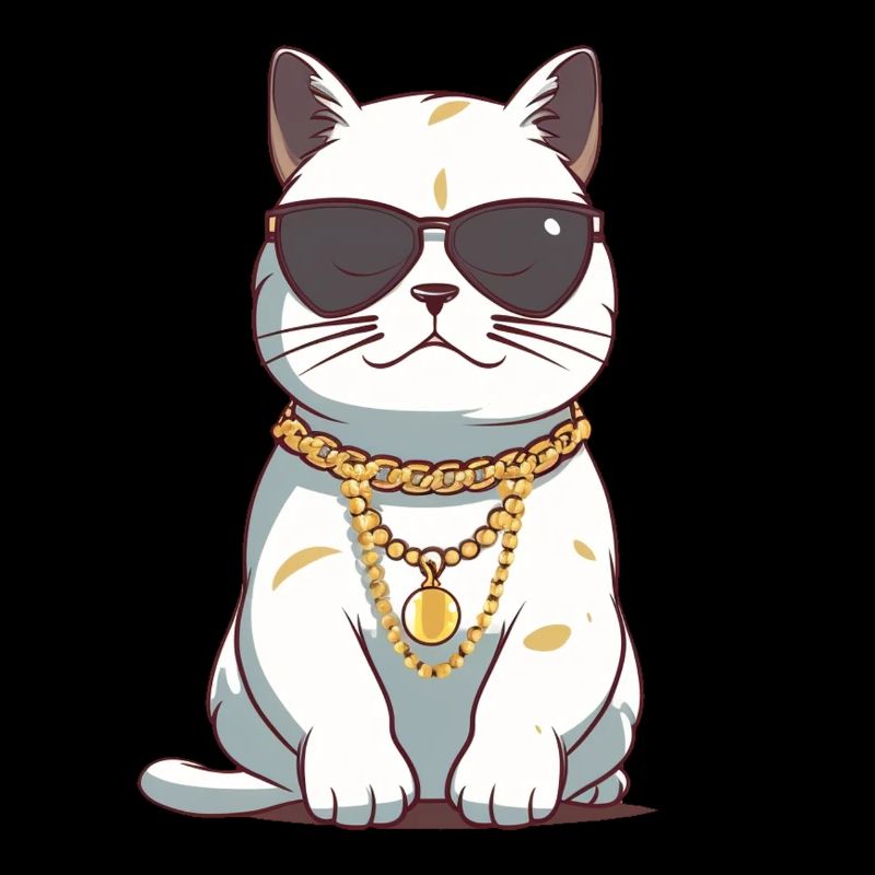 Cool cat with sunglasses and gold chain