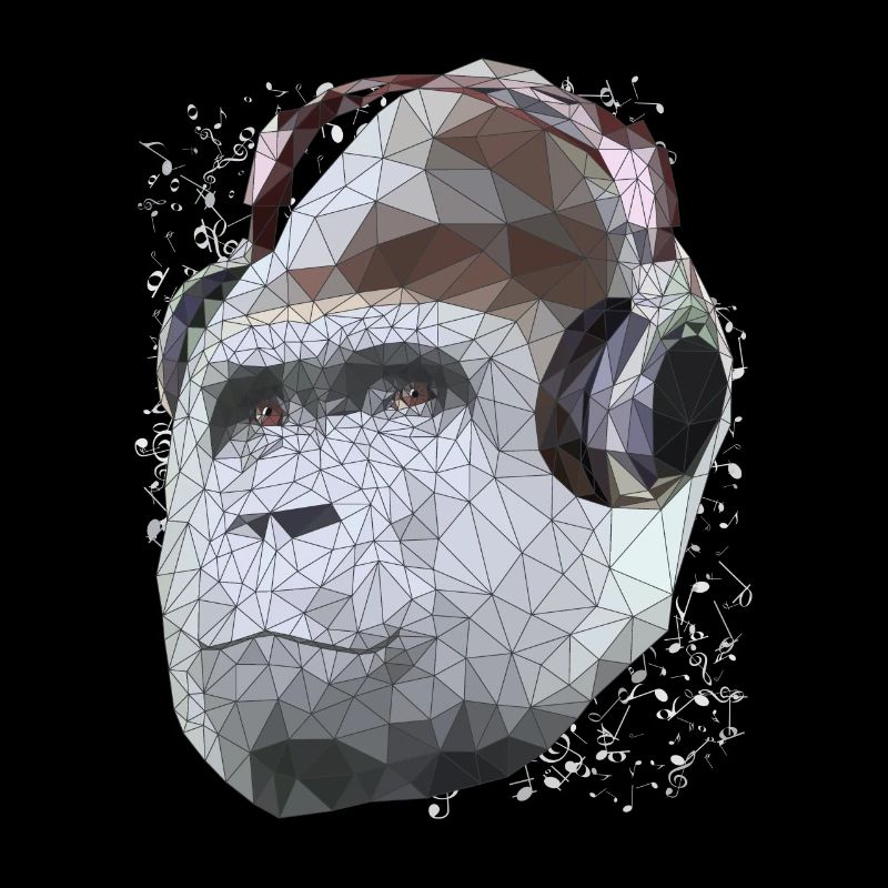 Gorilla mit Kopfhörern Low Poly Pop Art Kunst