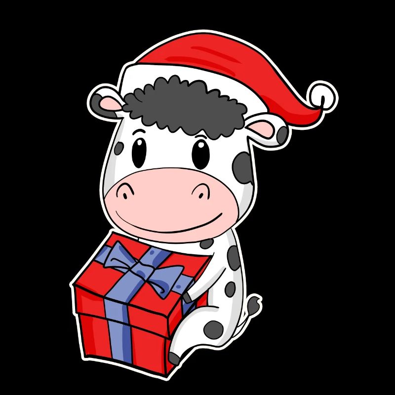 Kuh mit Weihnachtsmütze Weihnachten