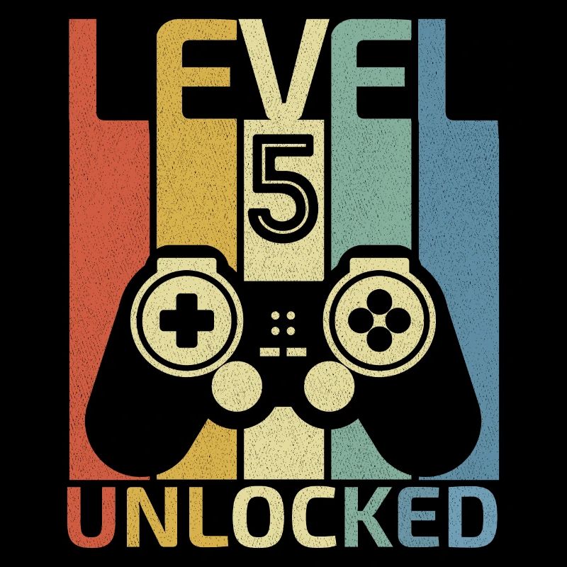 Level 5 Freigeschaltetes Hemd Videospieler 5. Geburtstag