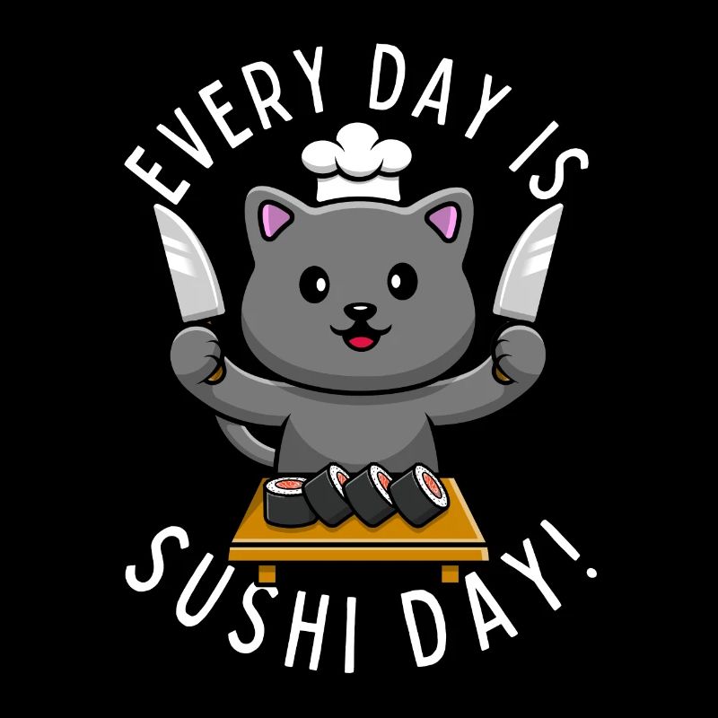 Süße Kawaii Katze Chef Sushi Essen