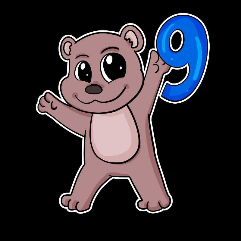 9th Birthday Motif Bear - 9 Years