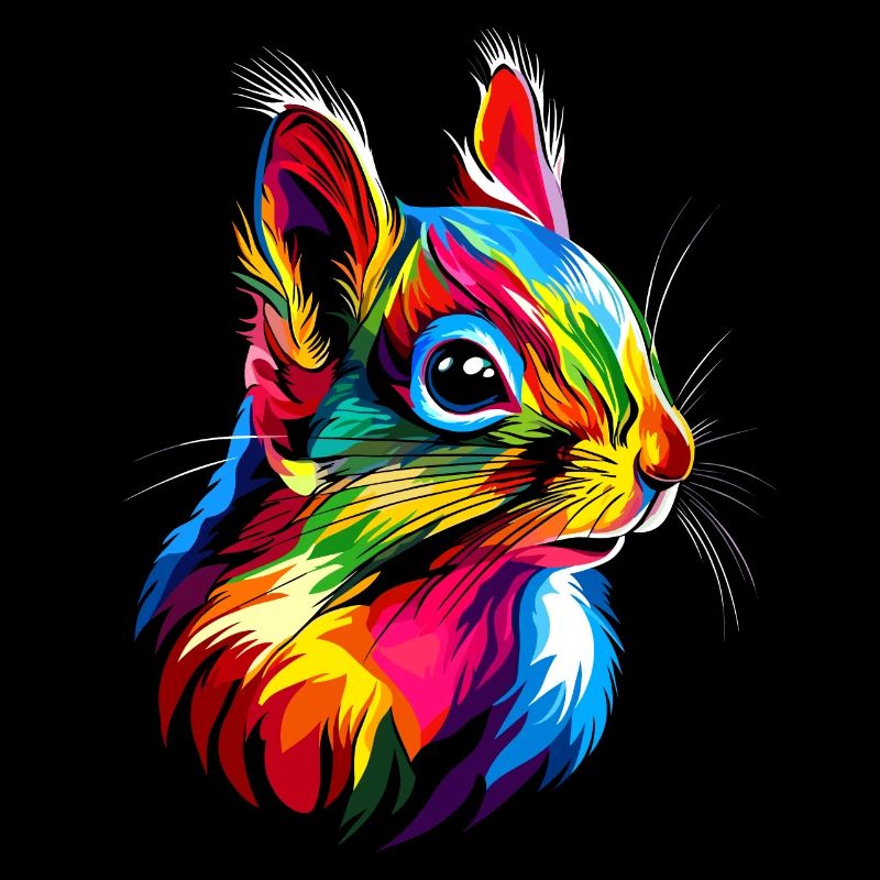 Eichhörnchen Kopfhörer Bunt Popart DJ Eichhörnchen
