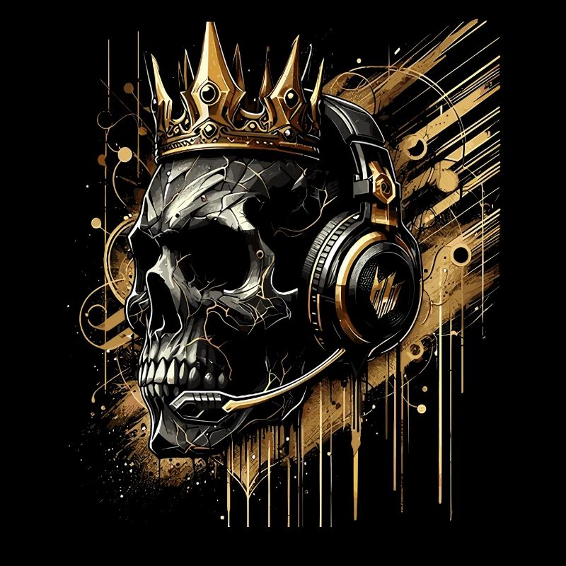 Crâne de joueur avec casque Crown Doré