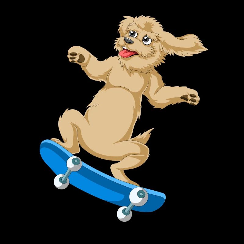 chiot Golden Doodle ludique sur la conception de la planche à roulettes