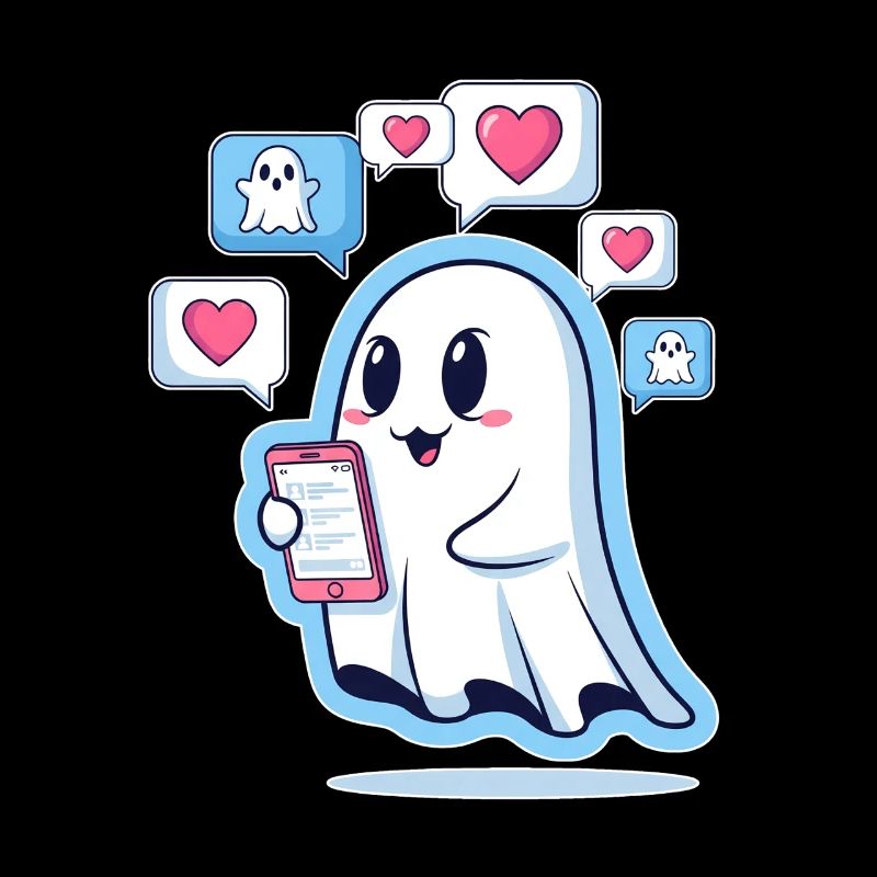 Fantôme mignon avec smartphone