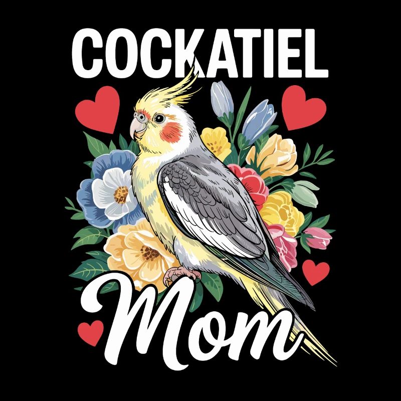 calopsitte maman oiseau fleurs coeur