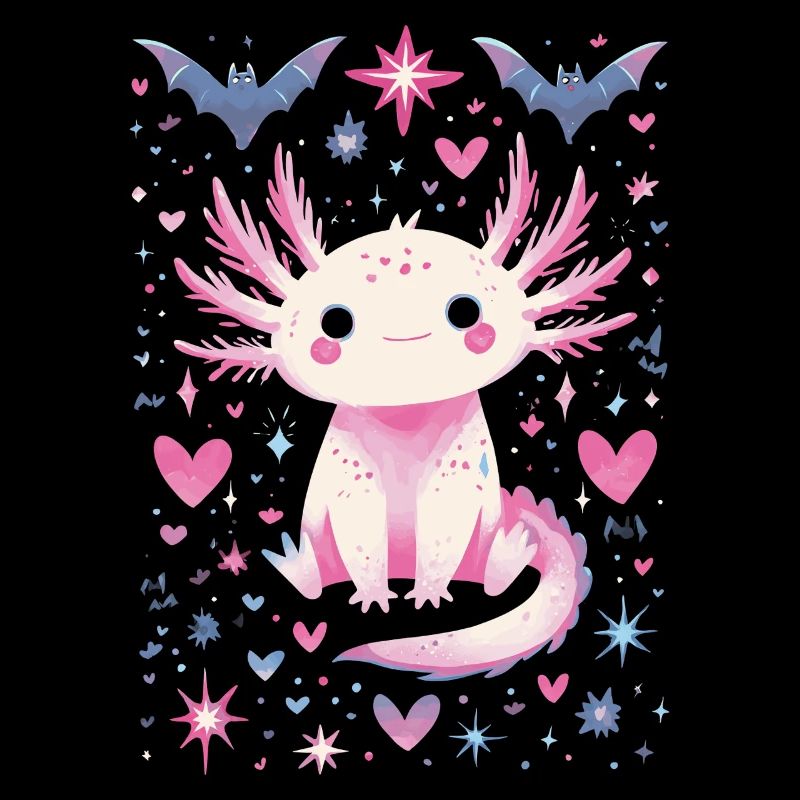 Mignon axolotl pastel goth fans,