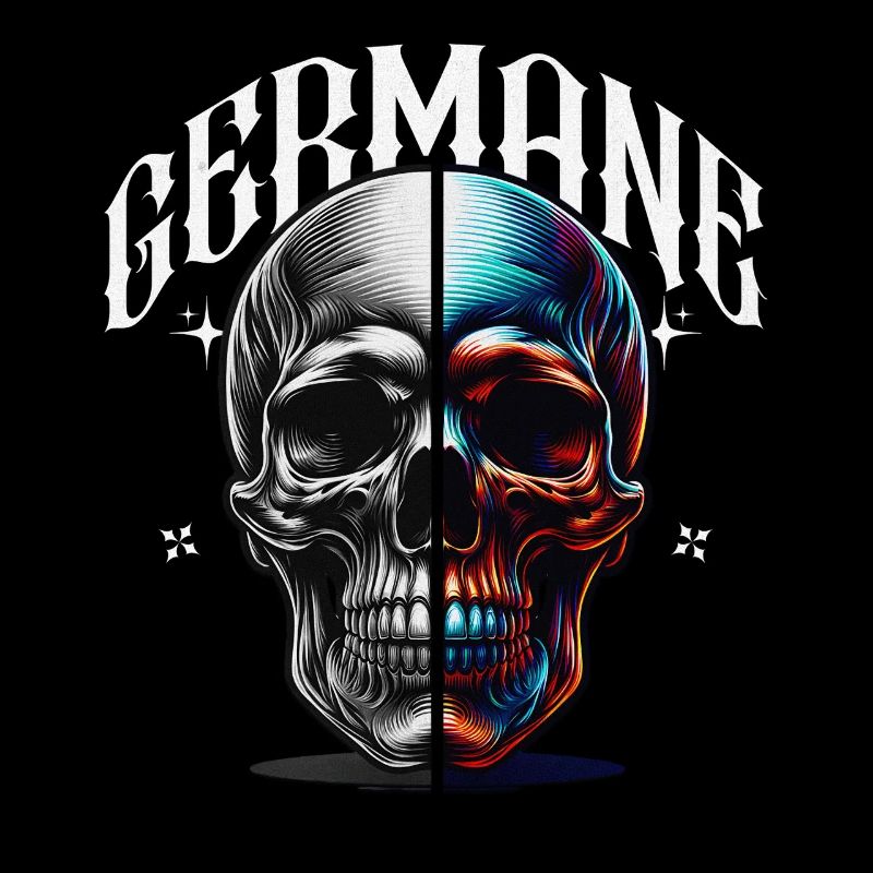Split Skull Neon Contrast Germanic
