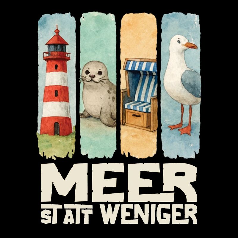 Moin Leuchtturm Robbe Strandkorb Möwe Küste