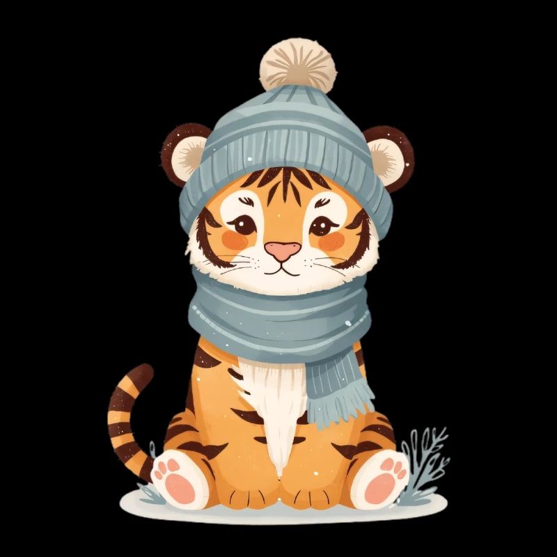 Winter tiger with cap