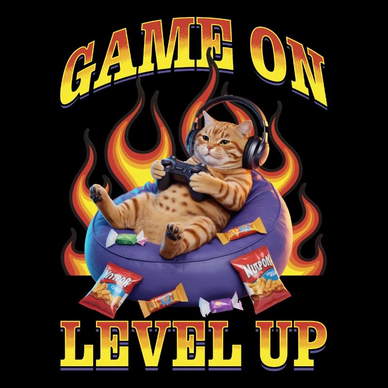 Funny Gaming Gamer Cat